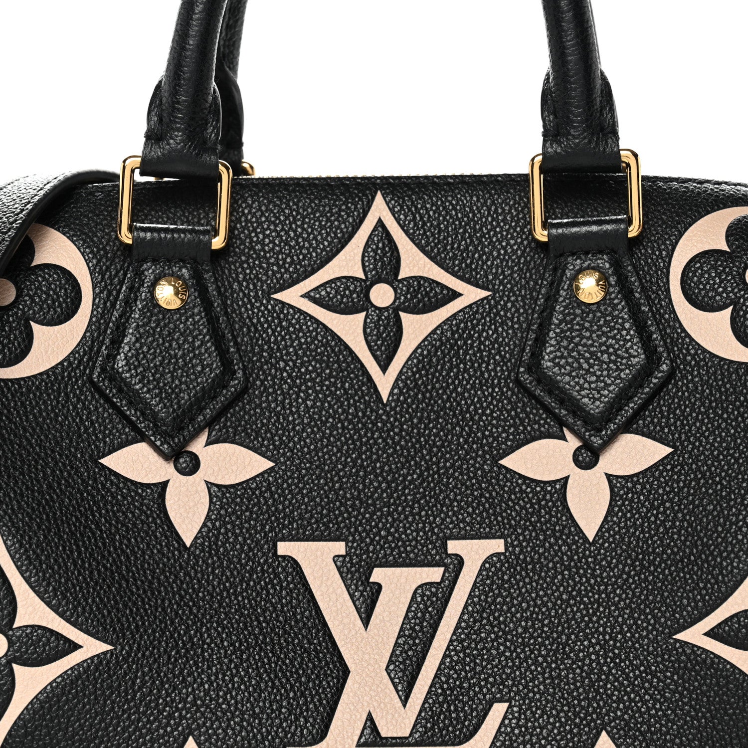 Louis Vuitton Empreinte Monogram Giant Speedy Bandouliere 25 Black Beige 7 of 10