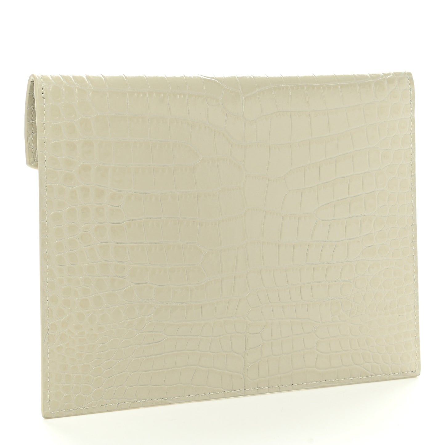 Calfskin Crocodile Embossed Monogram Uptown Baby Pouch Perle