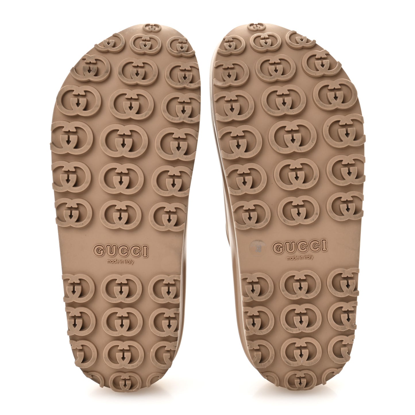 Soft Rubber Womens Interlocking G Platform 42mm Slide Sandals 37 Vintage Camel 38 Vintage Camel