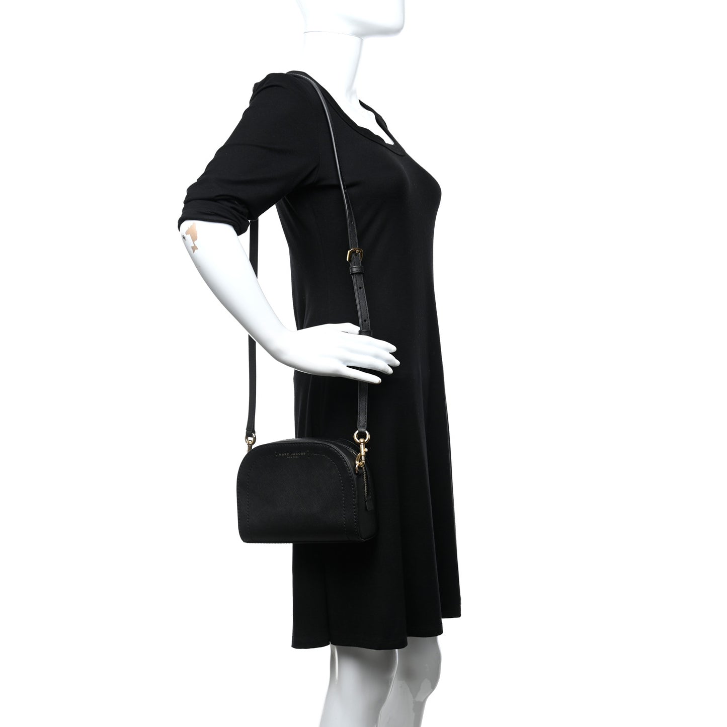 Saffiano Playback Boxed Dome Crossbody Black