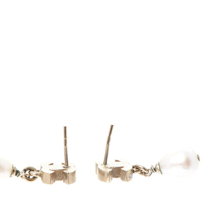 Chanel Crystal Pearl CC Drop Earrings Light Gold 6 of 7