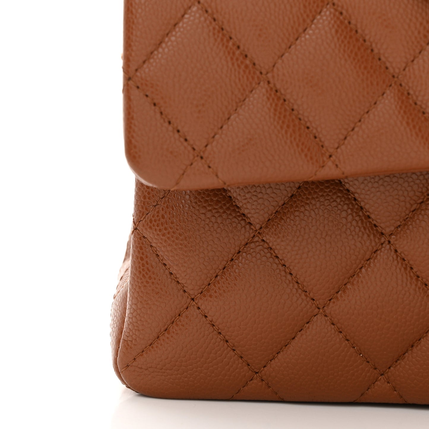 Caviar Quilted Small Double Flap Light Brown