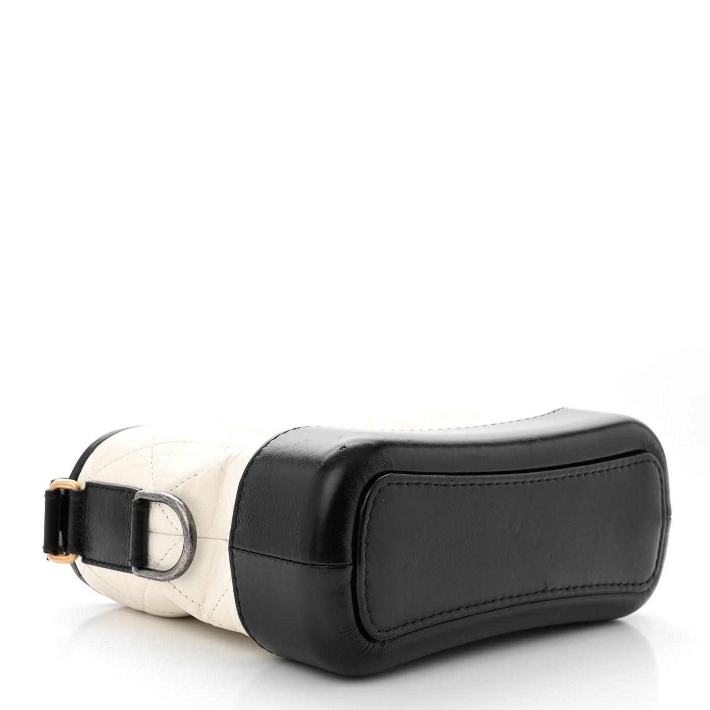 Aged Calfskin Quilted Small Gabrielle Hobo Black White