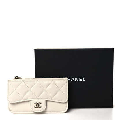 Chanel Caviar Quilted Flap Zip Card Holder White 8 of 8