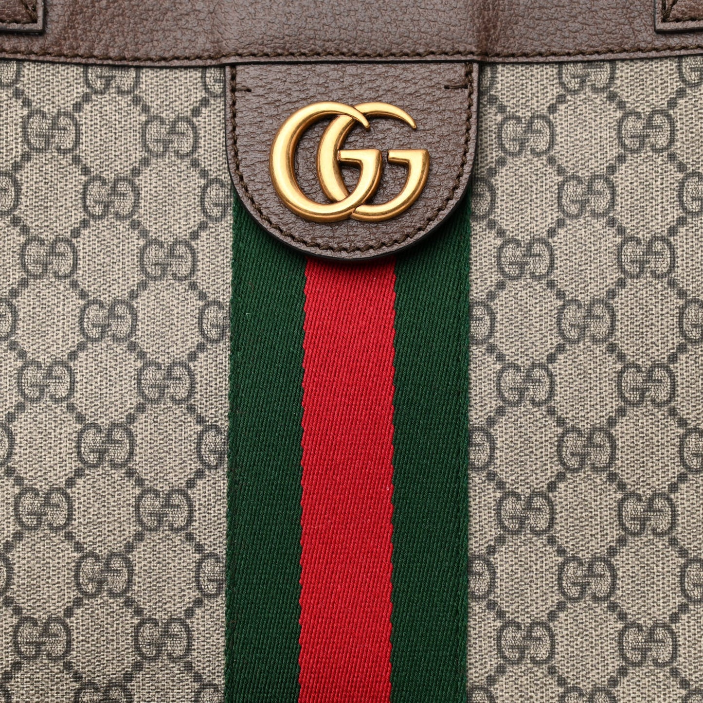 GG Supreme Monogram Web Ophidia Tote Brown