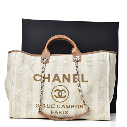 Chanel Mixed Fibers Striped Extra Large Deauville Tote Beige 10 of 10