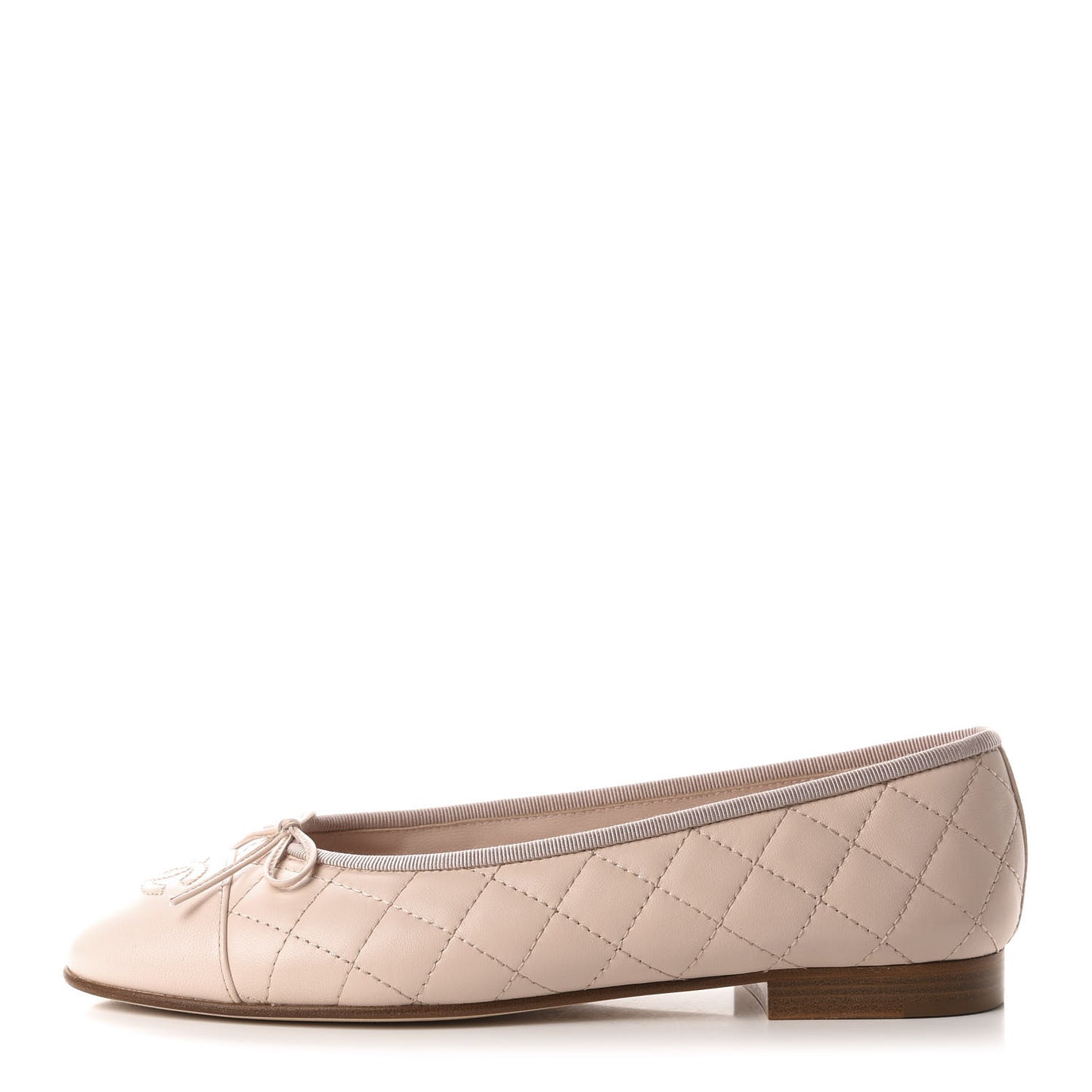 Lambskin Quilted Cap Toe Ballerina Flats 40 Beige