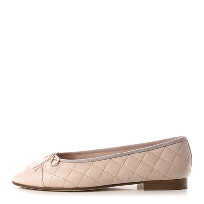 Chanel Lambskin Quilted Cap Toe Ballerina Flats 40 Beige 1 of 10