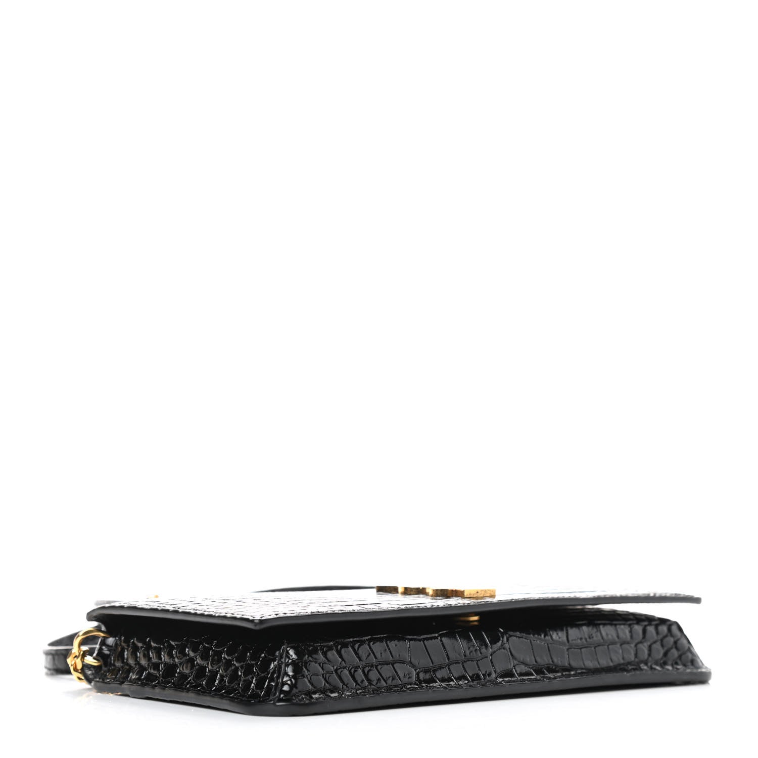 Saint Laurent Crocodile Embossed Monogram Phone Holder Crossbody Black 4 of 10