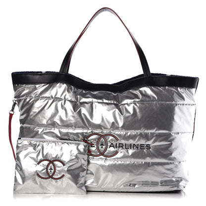 Chanel Reversible Airlines Tote Silver Navy 6 of 18