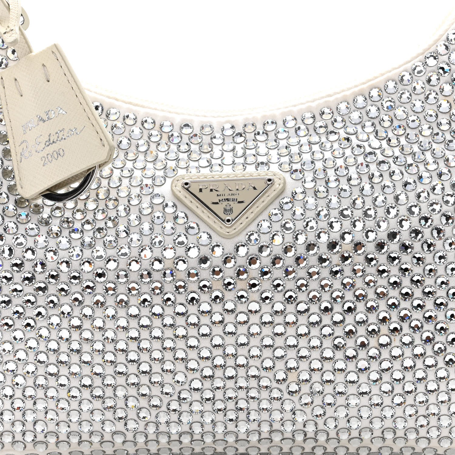 Prada Satin Crystal Mini Re-Edition 2000 Bag White 4 of 11