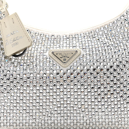 Prada Satin Crystal Mini Re-Edition 2000 Bag White 4 of 11