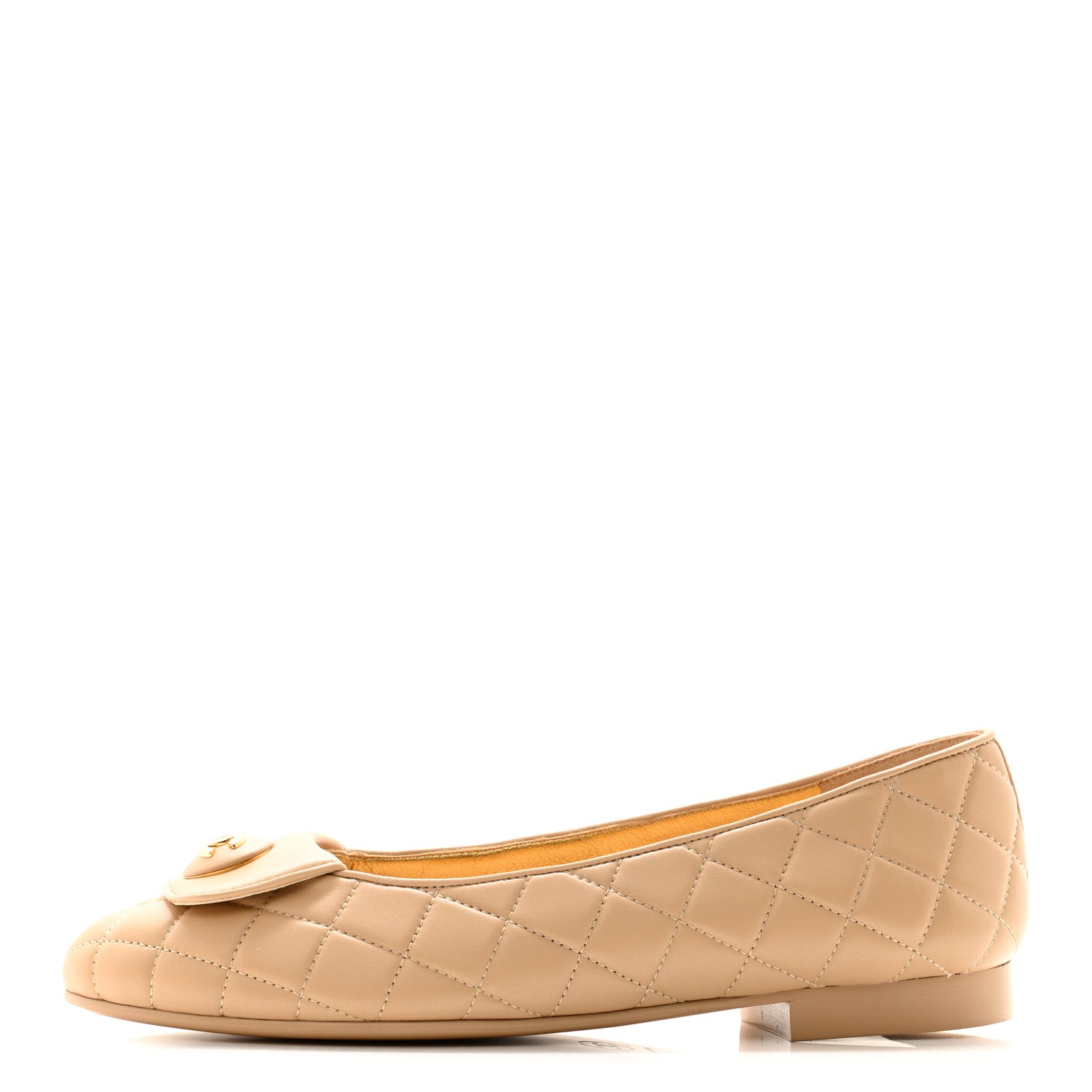 Chanel Lambskin Quilted CC Ballerina Flats 38.5 Light Beige 1 of 9