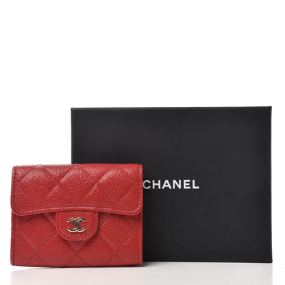 Chanel Caviar Quilted Flap Card Holder Wallet Red 9 of 10