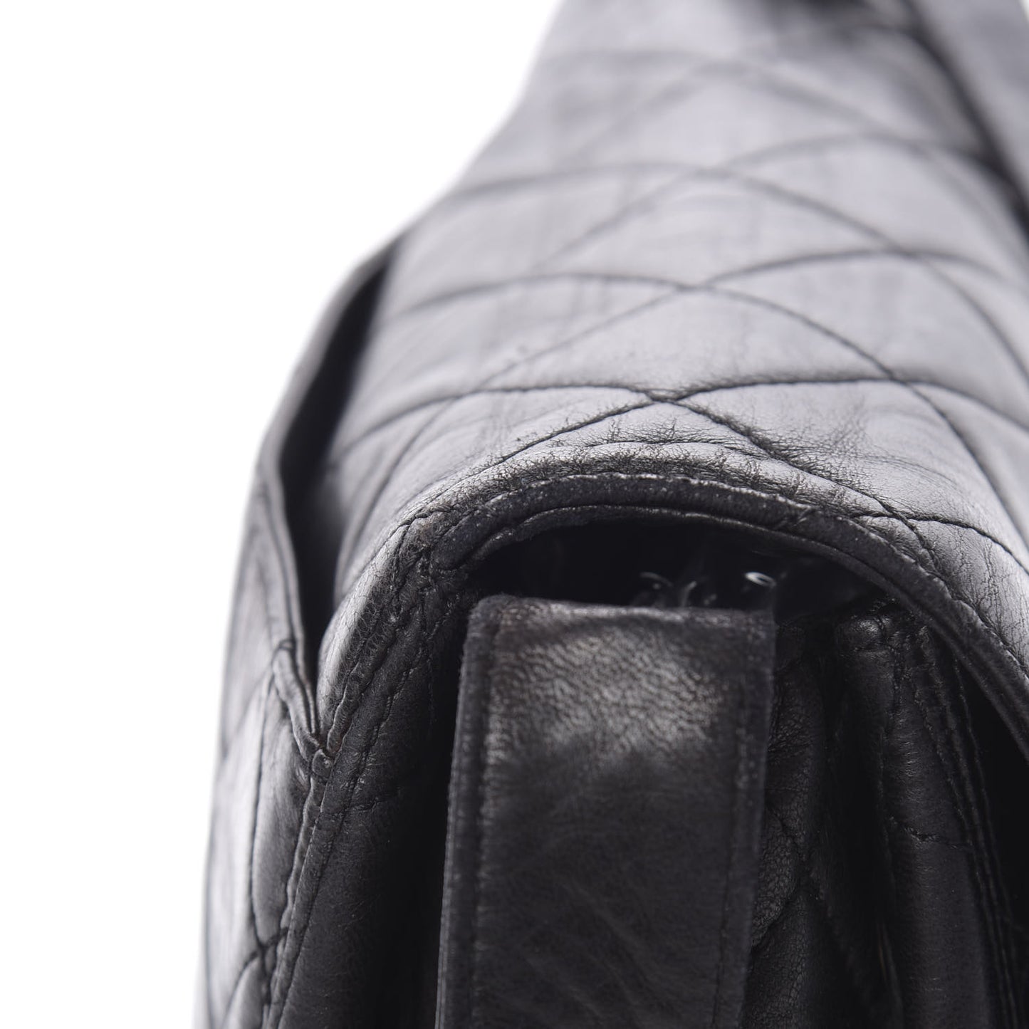Lambskin Quilted Flap Shoulder Bag Black