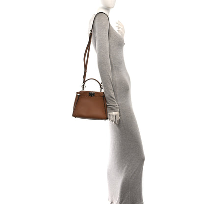 Fendi Cuoio Romano Selleria Bi-Color Mini Peekaboo Iconic Satchel Mou Milk 2 of 10