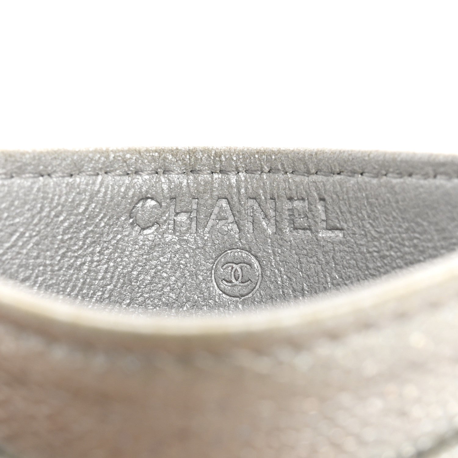 Chanel Glittered Metallic Caviar Quilted Card Holder Silver 6 of 14