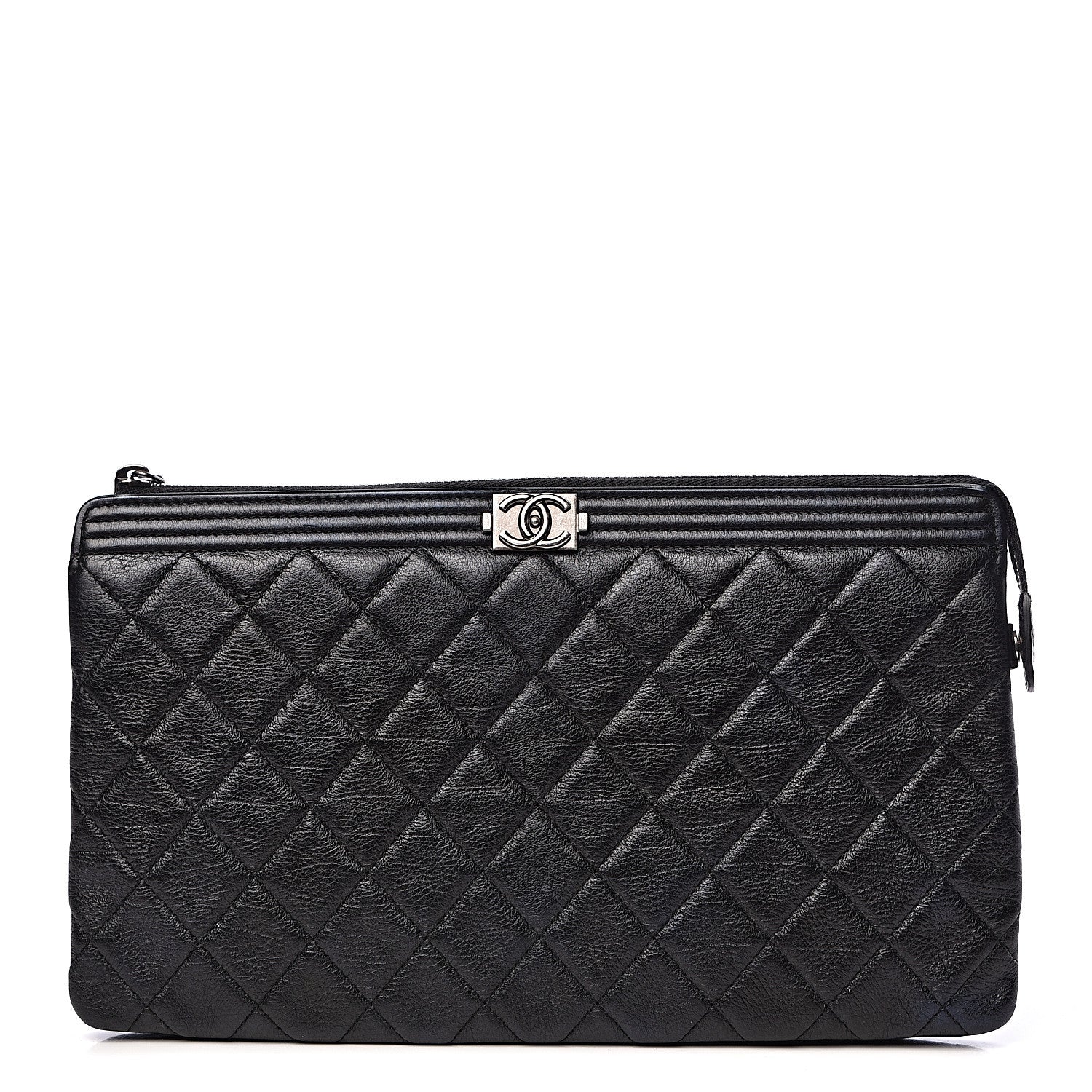 Chanel Calfskin Quilted Small Zipped Boy Pouch Black 1 of 13