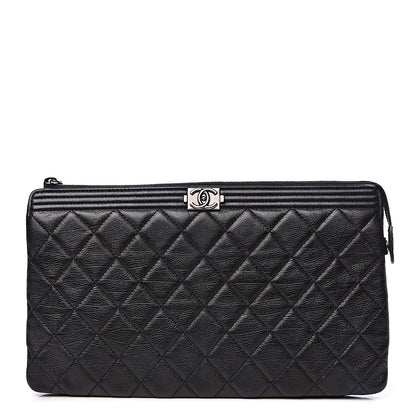 Chanel Calfskin Quilted Small Zipped Boy Pouch Black 1 of 13