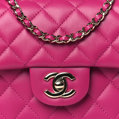 Chanel Lambskin Quilted Mini Top Handle Rectangular Flap Fuchsia 8 of 11