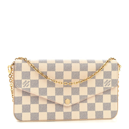 Louis Vuitton Damier Azur Pochette Felicie Chain Wallet Rose Ballerine 1 of 11