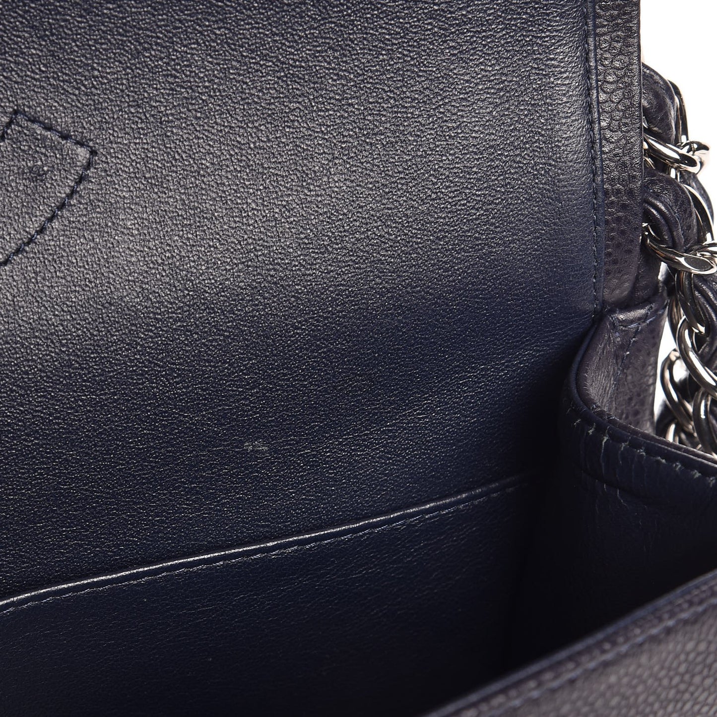 Caviar Quilted Jumbo Double Flap Navy Blue