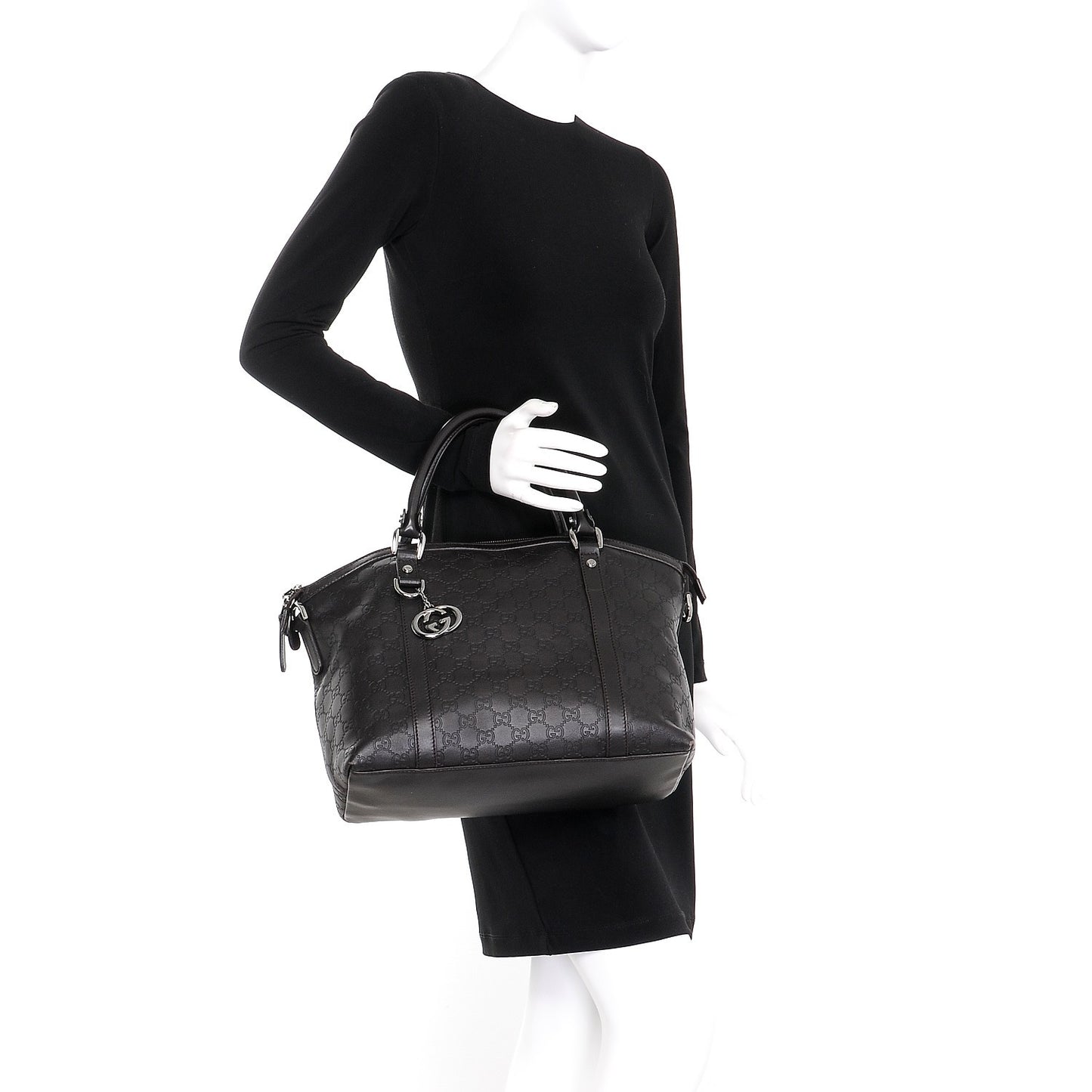 Guccissima Medium GG Charm Dome Satchel Dark Brown