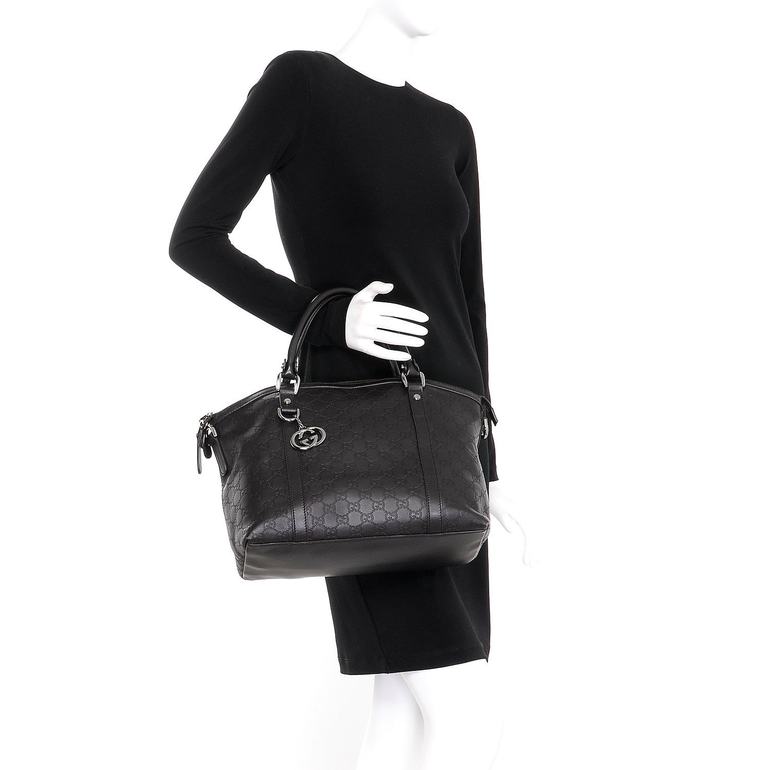 Gucci Guccissima Medium GG Charm Dome Satchel Dark Brown 4 of 14