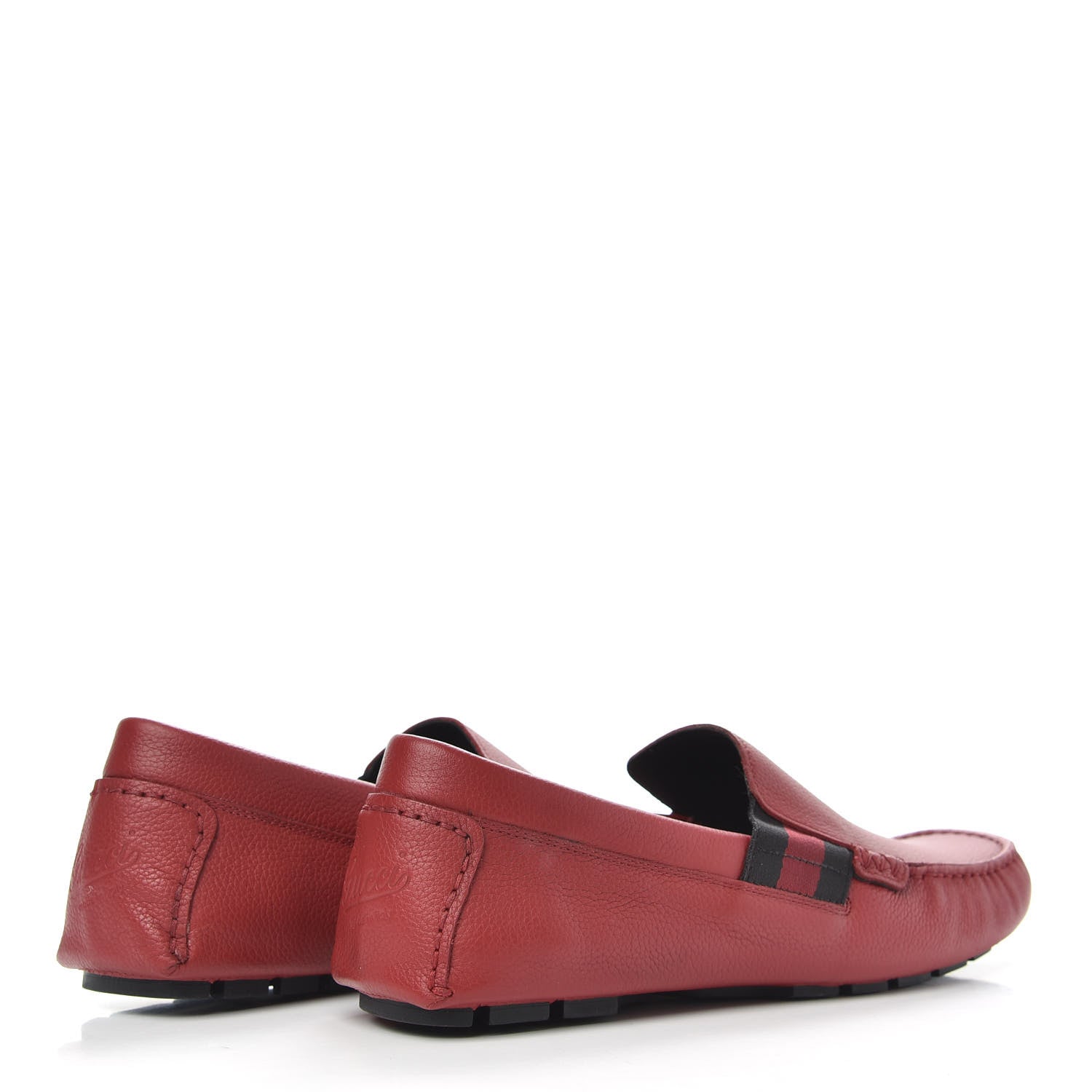 Gucci Calfskin Web Mens Driver Loafers 8.5 Red 4 of 8
