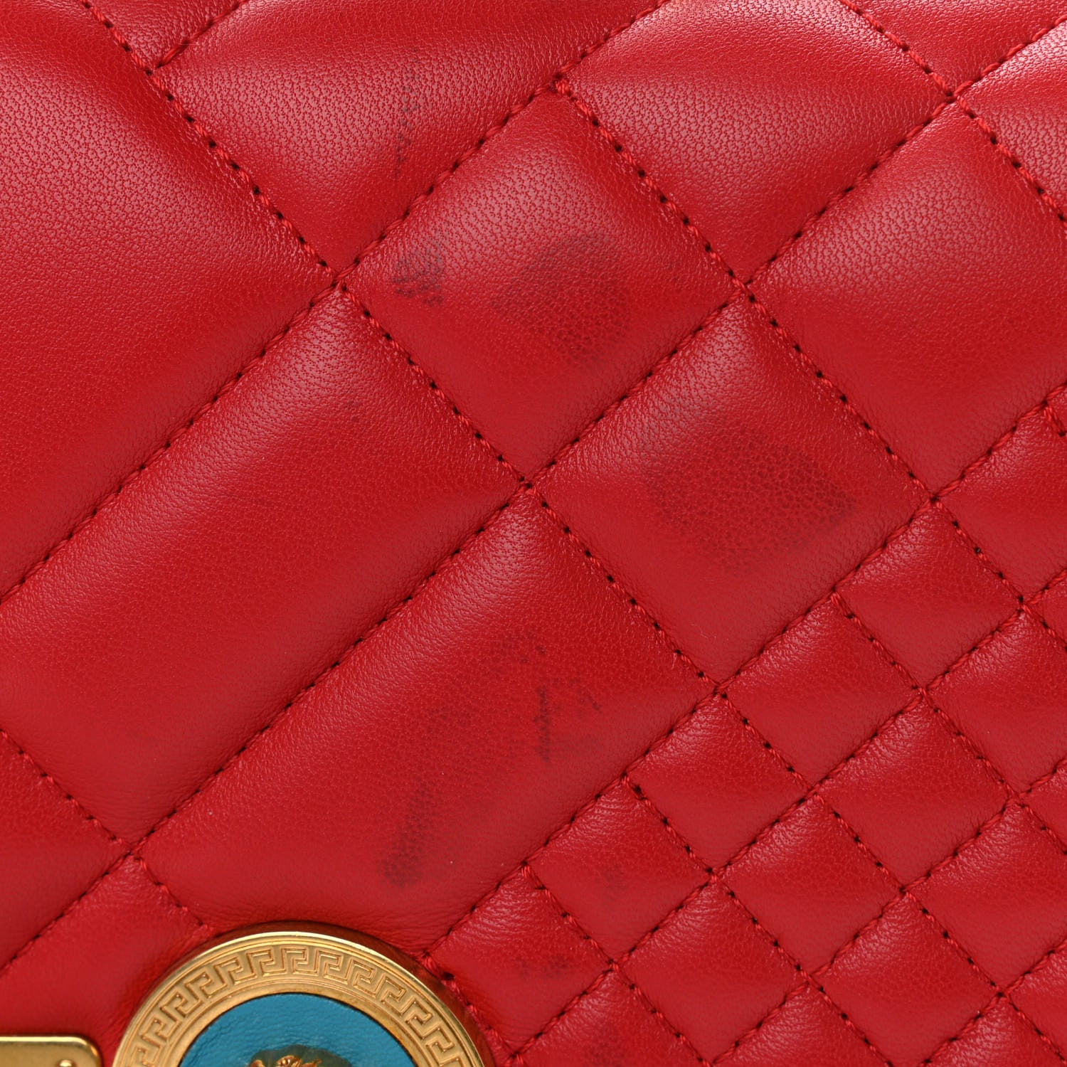 Versace Nappa Quilted Icon Shoulder Bag Red Blue Black 11 of 12