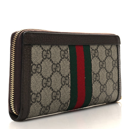 Gucci GG Supreme Monogram Web Ophidia Zip Around Wallet Brown 3 of 9