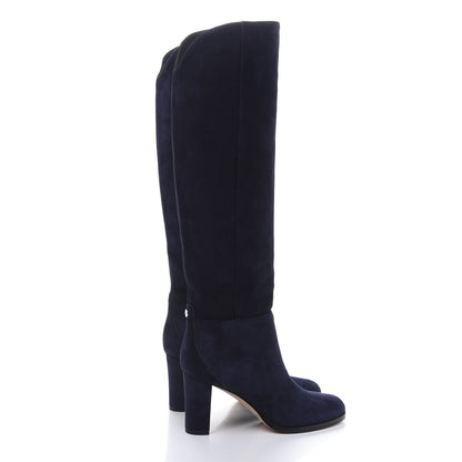 Jimmy Choo Suede Madalie 80 Knee High Boots 35.5 Navy 5 of 7