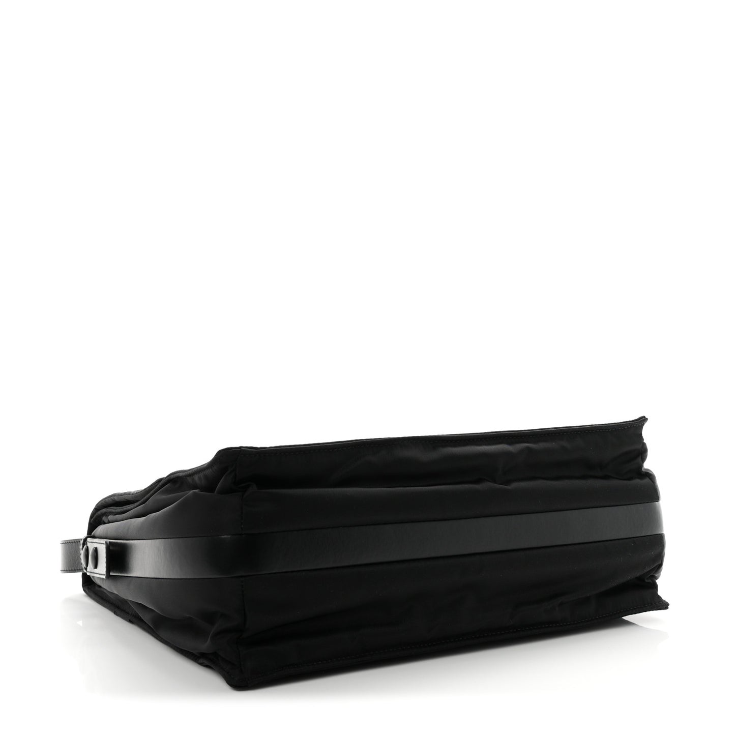 Re-Nylon Vitello Padded Large Traveler Flap Shoulder Bag Black