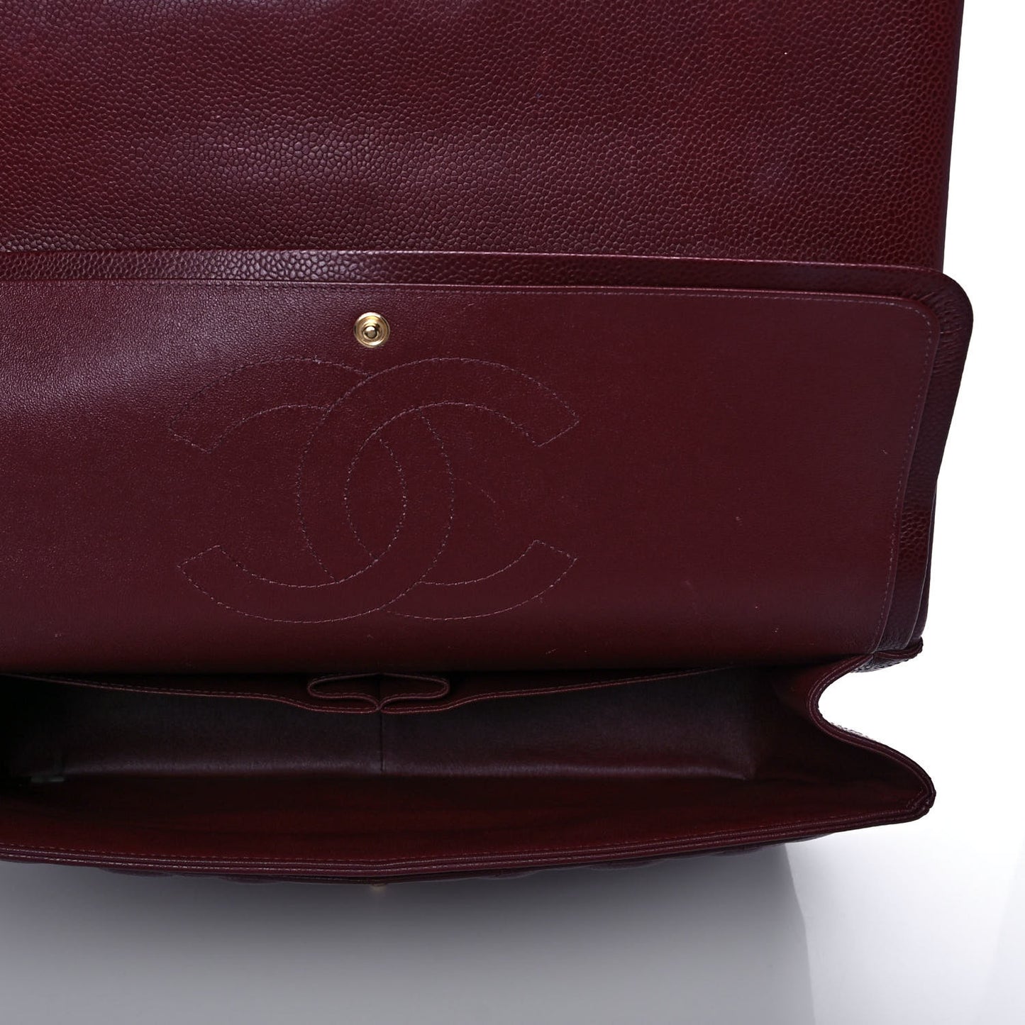 Caviar Quilted Maxi Double Flap Burgundy