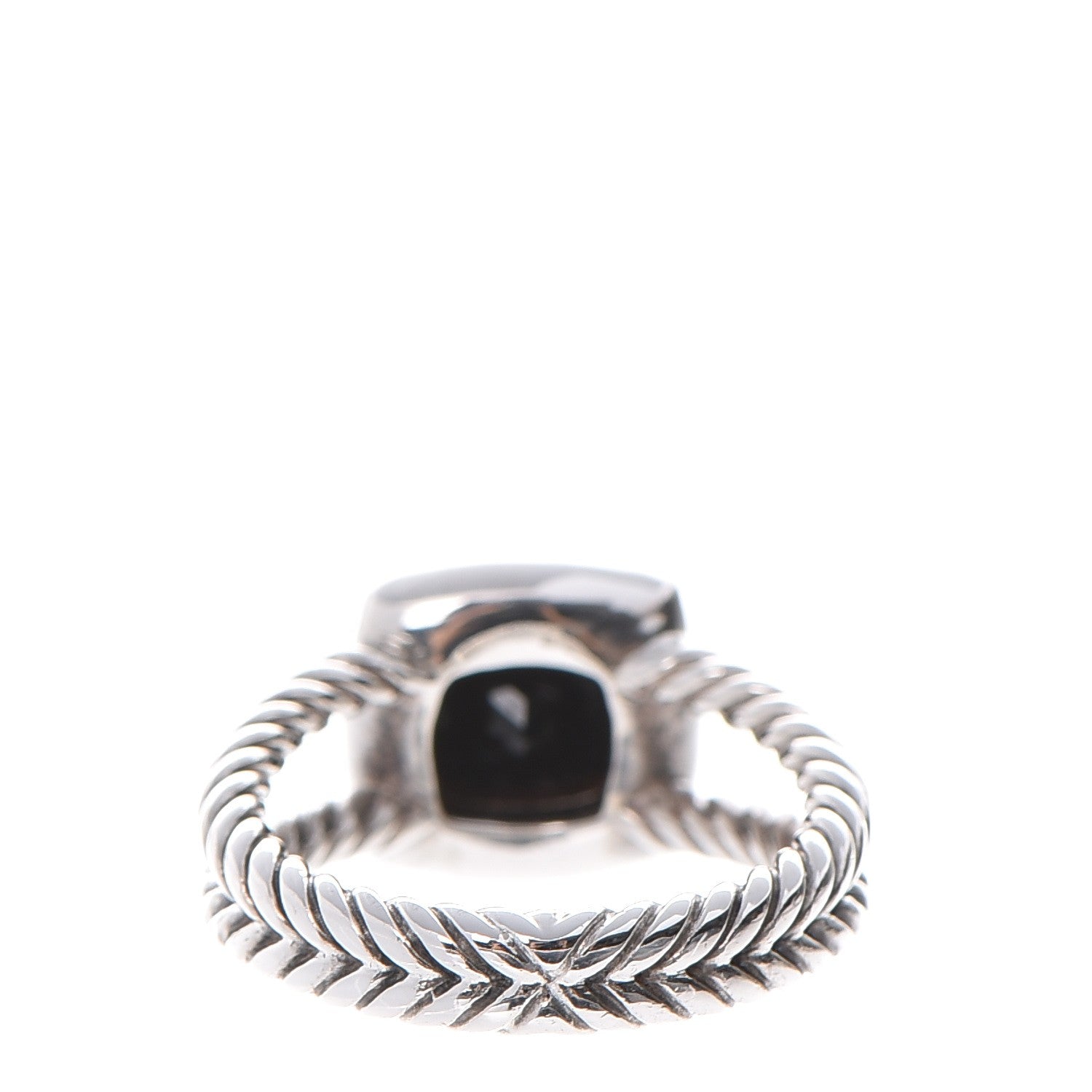 David Yurman Sterling Silver Diamond Black Onyx 7mm Petite Albion Ring 52 6 3 of 4