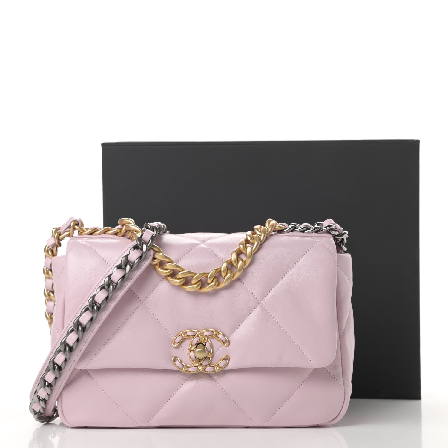Chanel Lambskin Quilted Medium Chanel 19 Flap Light Pink 11 of 12