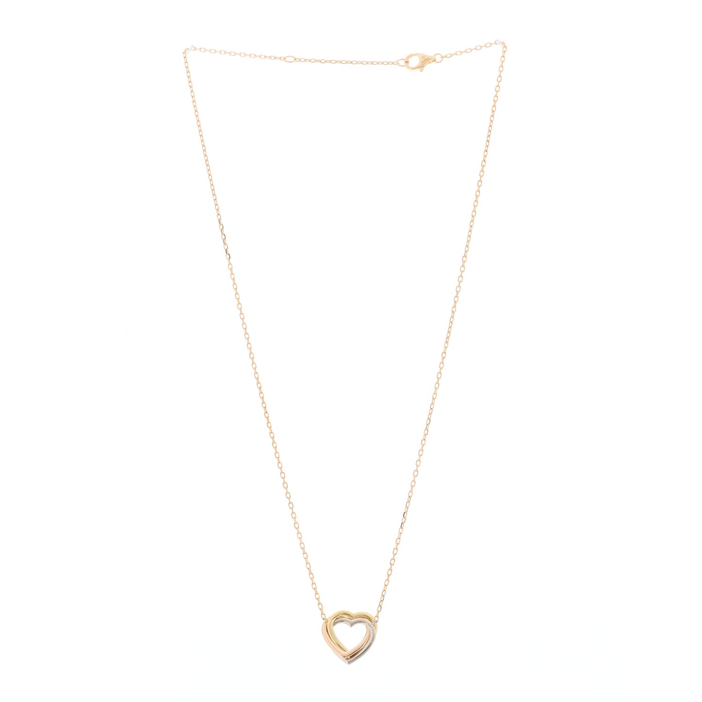 18K Pink Yellow White Gold Trinity Heart Necklace