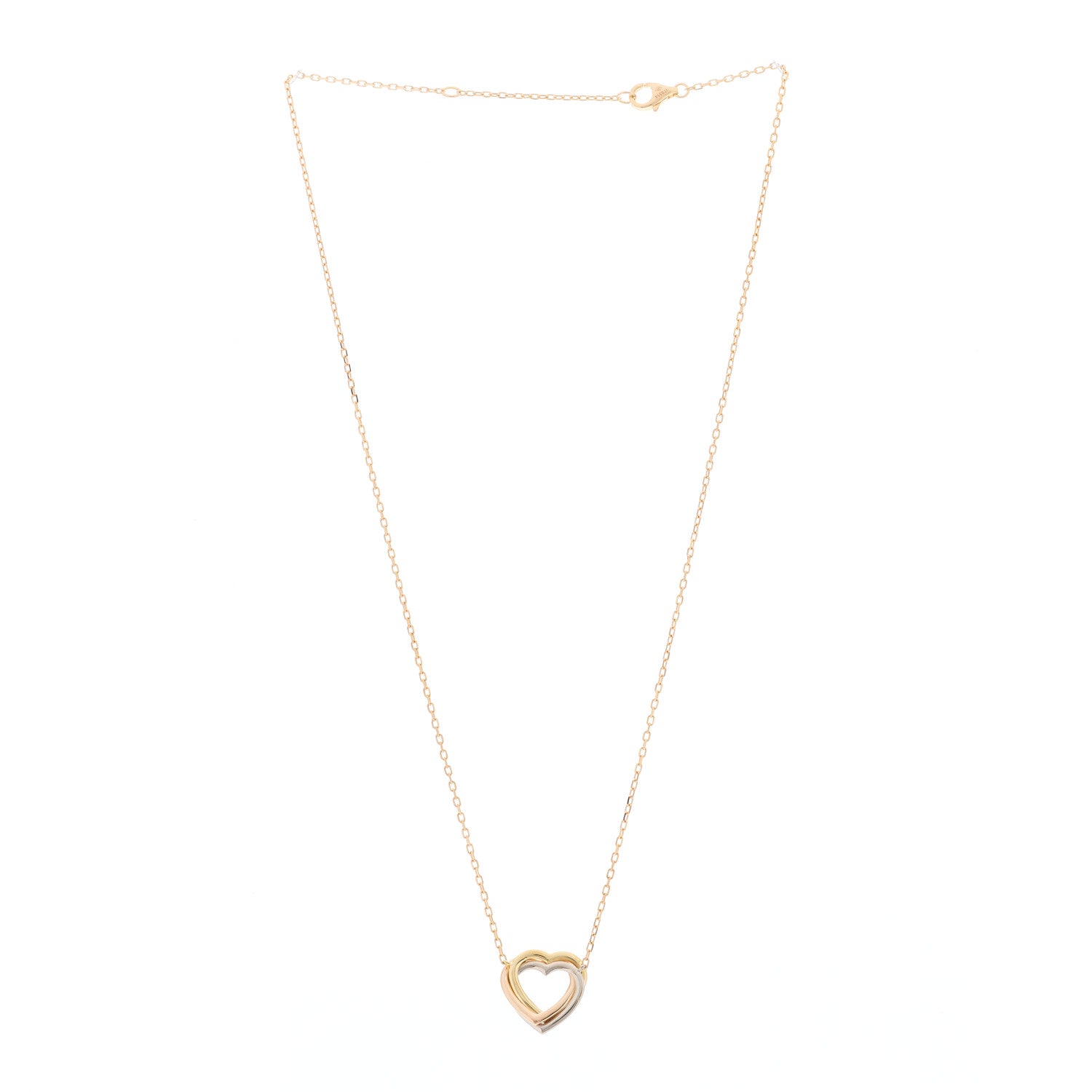 Cartier 18K Pink Yellow White Gold Trinity Heart Necklace 2 of 3
