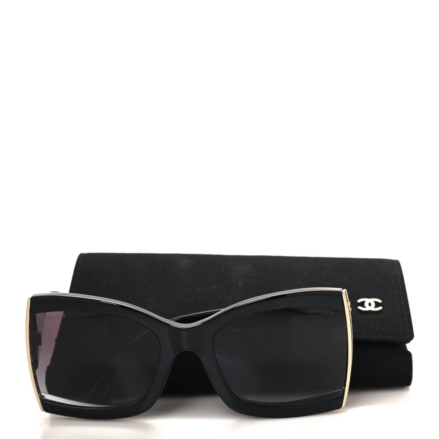 Chanel Acetate Metal Logo Square Sunglasses 71547A Black 7 of 7