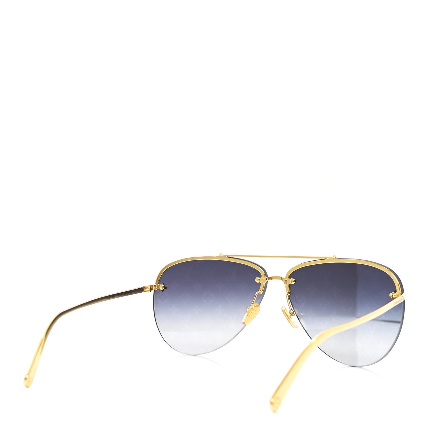 Metal Monogram LV Pilot Light Sunglasses Z1914U Gold Dark Gun
