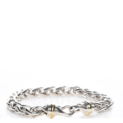 David Yurman Sterling Silver 18K Yellow Gold 8mm Wheat Chain Bracelet 3 of 5