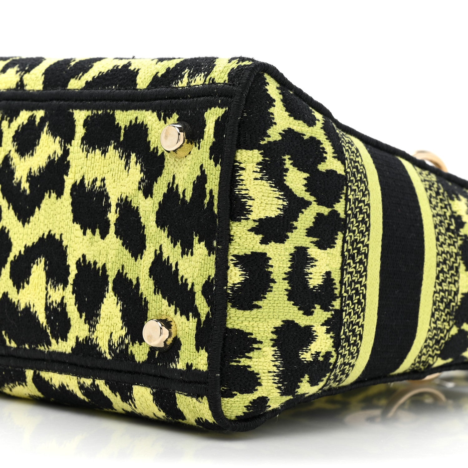 Christian Dior Canvas Mizza Embroidered Medium Lady D-Lite Lime Pop 7 of 8