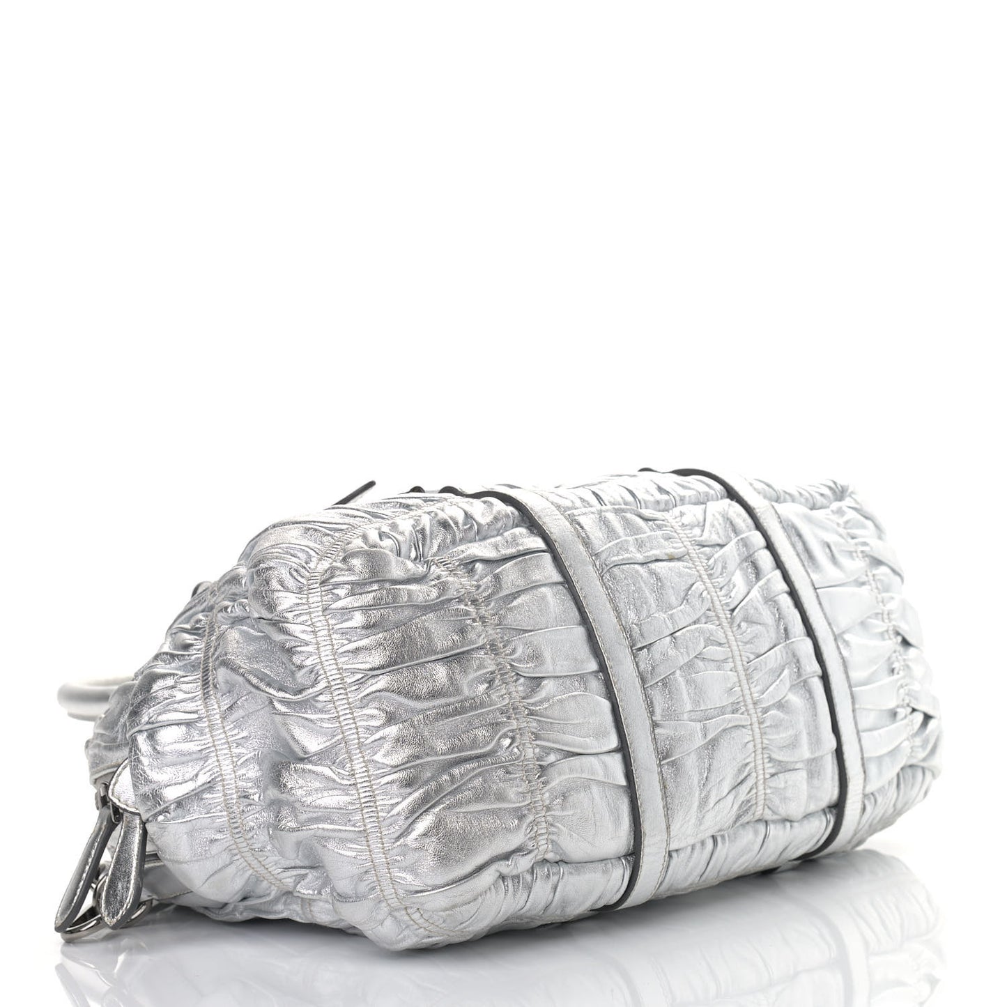 Nappa Gaufre Dome Satchel Silver