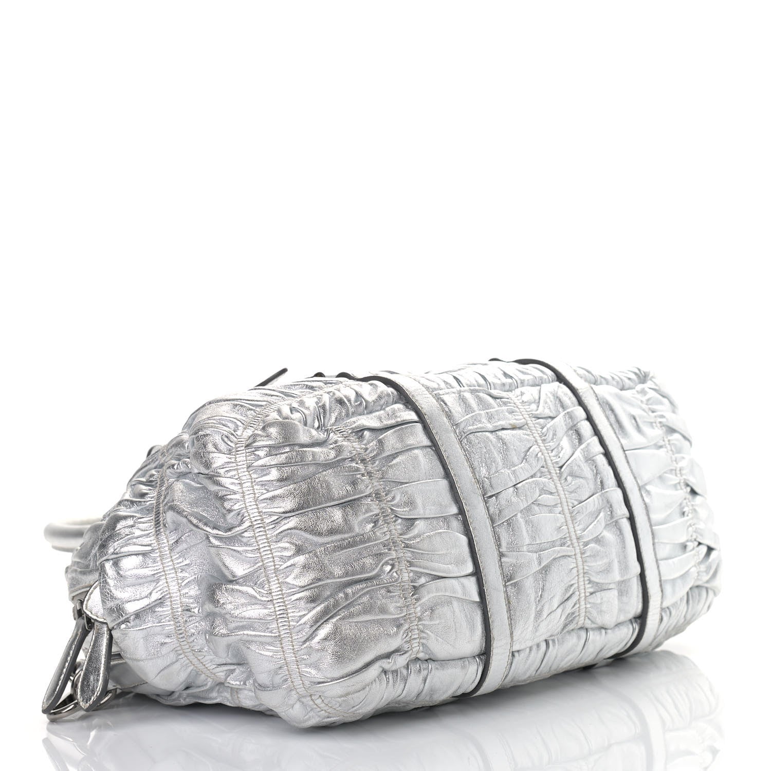 Prada Nappa Gaufre Dome Satchel Silver 3 of 11