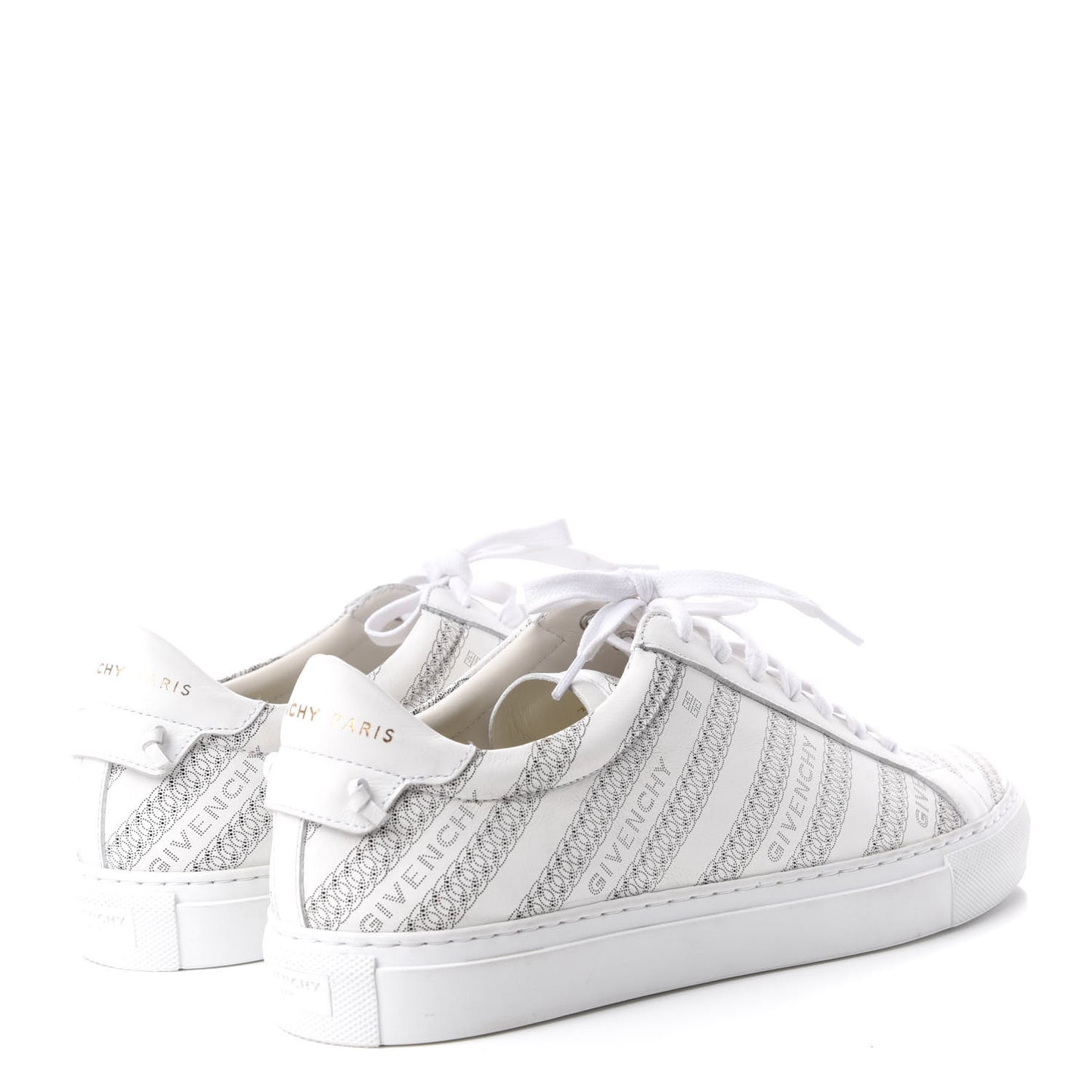 Calfskin Logo Chain Print Urban Street Sneakers 39 White