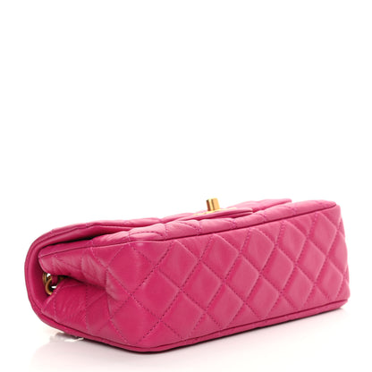 Chanel Lambskin Quilted Mini Rectangular Pearl Crush Flap Fuchsia 4 of 11