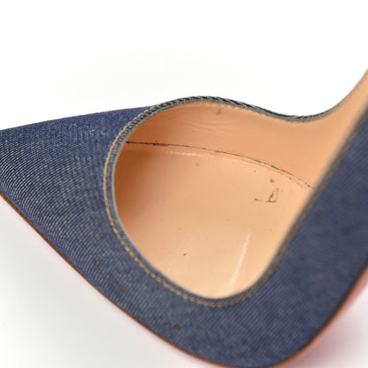 Christian Louboutin Denim Jazz Calf So Kate 120 Pumps 37.5 Blue White 17 of 22