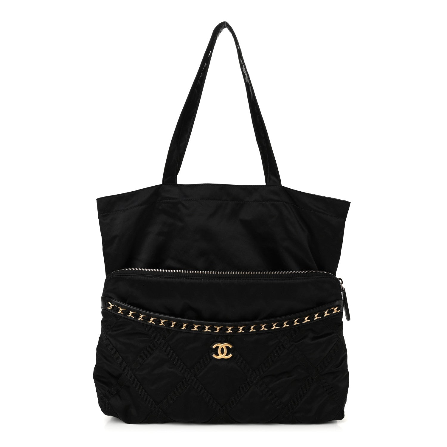 Chanel Nylon Grosgrain Large Lifestyle Pouch With Foldable Tote Black 1 of 10