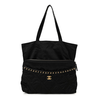 Chanel Nylon Grosgrain Large Lifestyle Pouch With Foldable Tote Black 1 of 10