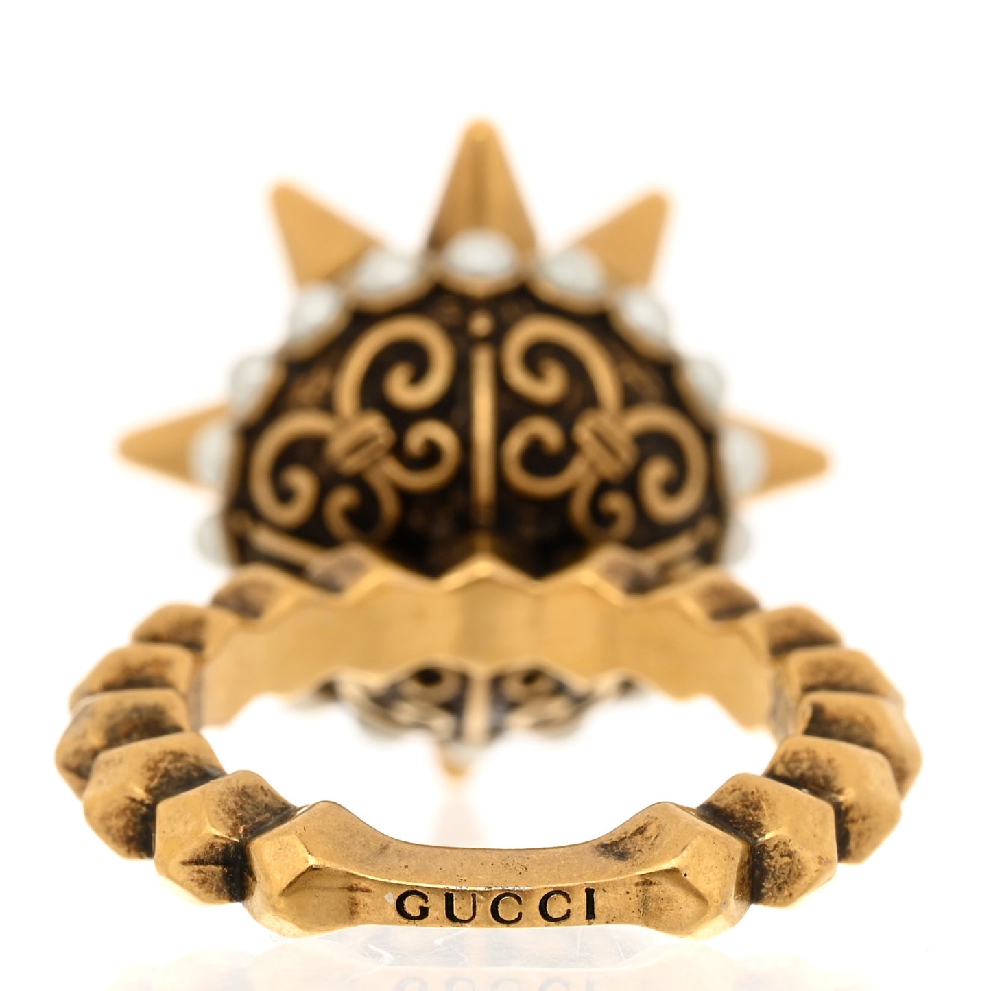 Metal Pearl Spike Studded Ring XS Aged Gold